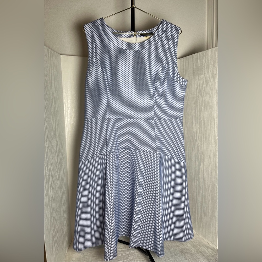 Preppy Tommy Hilfiger A-Line Honeycomb Sleeveless Dress Blue & White Size 14 - Picture 3 of 12